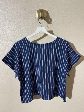 Noonday Collection Navy and White Striped Crop Top